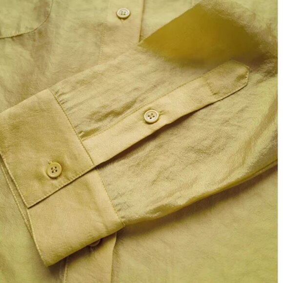 NEW No.6 Ilya Shirt - Citron Yellow Semi Sheer Buttondown Retro - Picture 7 of 10